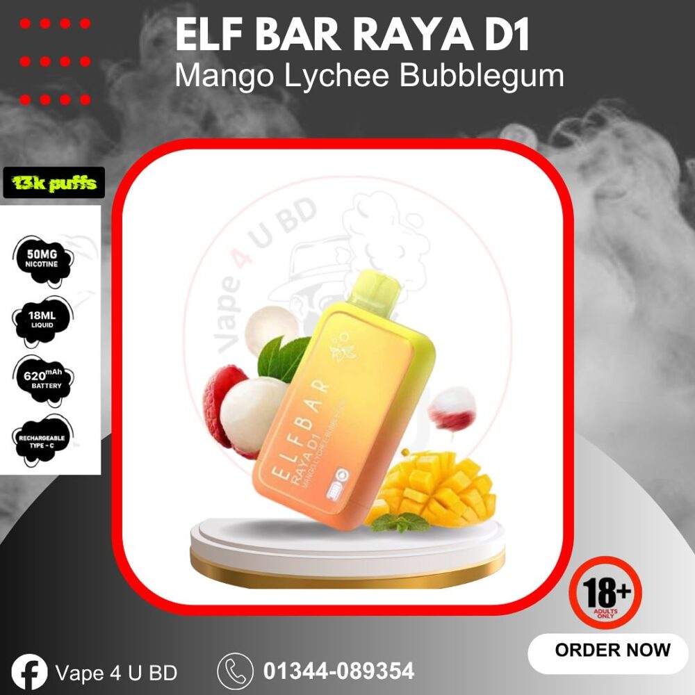 Elf Bar Raya D1 13000puffs- Mango Lychee Bubblegum