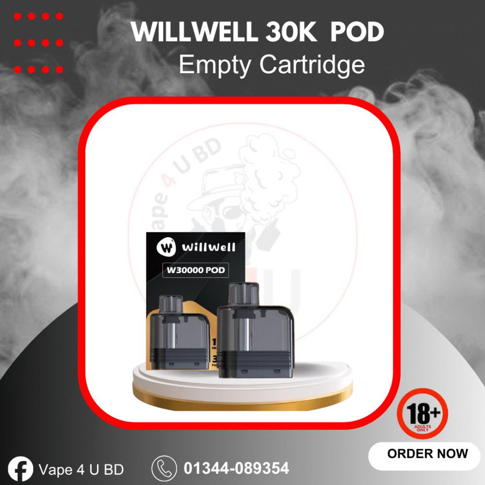 WillWell Empty Cartridge W3000 – 12ml Mega Capacity | Up to 30,000 Puffs