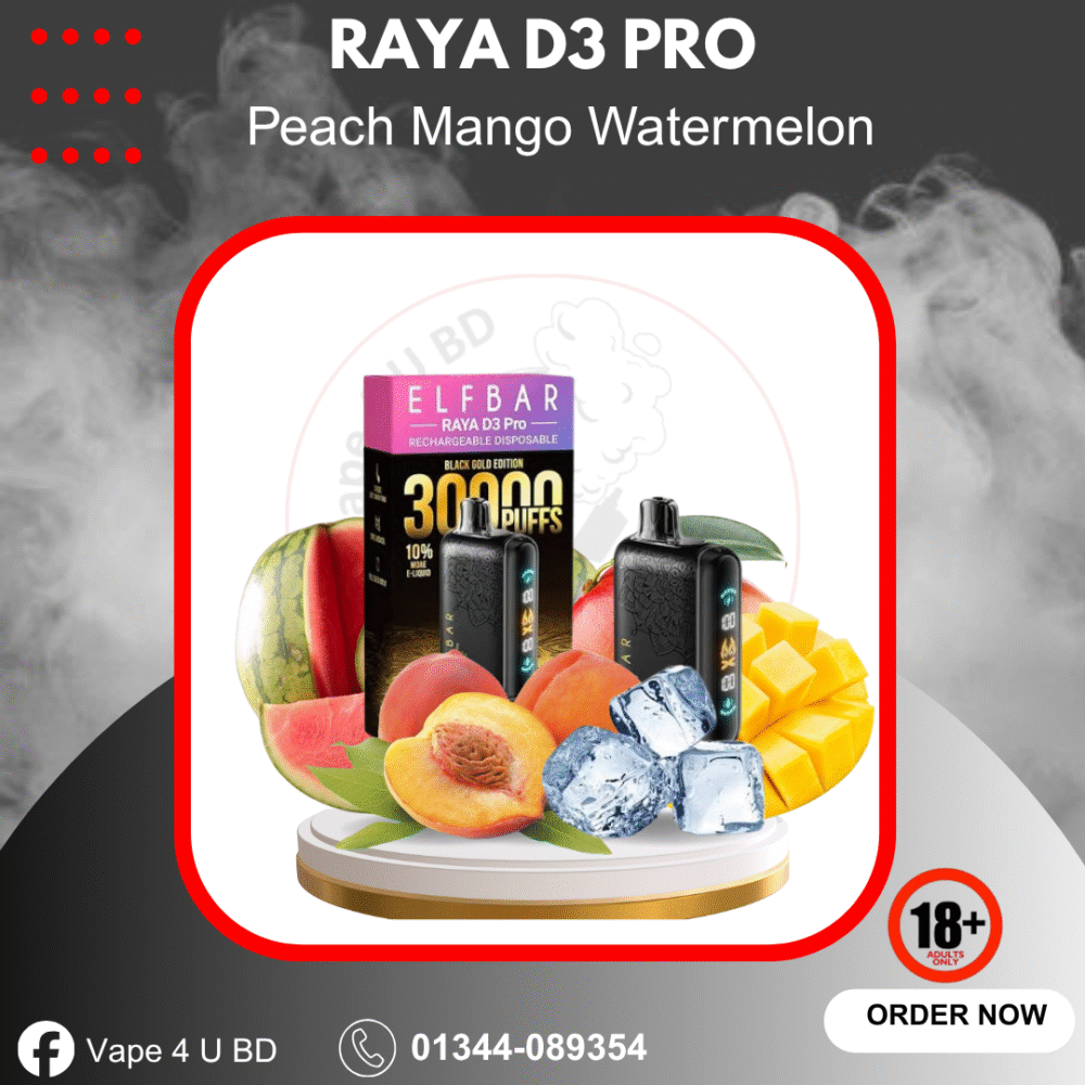 ELF BAR RAYA D3 PRO Peach Mango Watermelon 30K Puffs