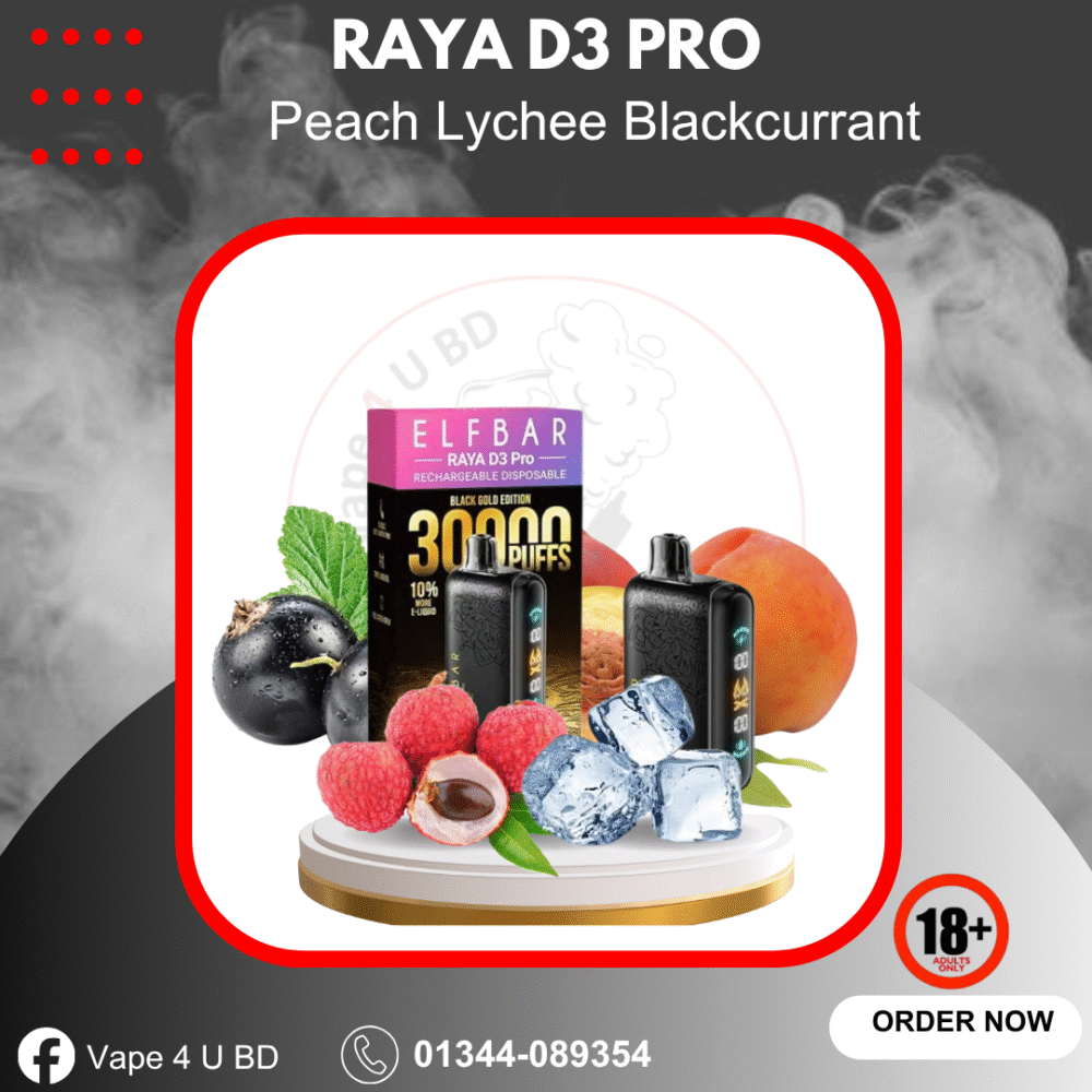 ELF BAR RAYA D3 PRO Peach Lychee Blackcurrant 30K Puffs