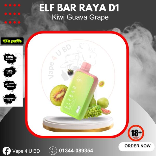 Elf Bar Raya D1 13000puffs- Kiwi Guava Grape